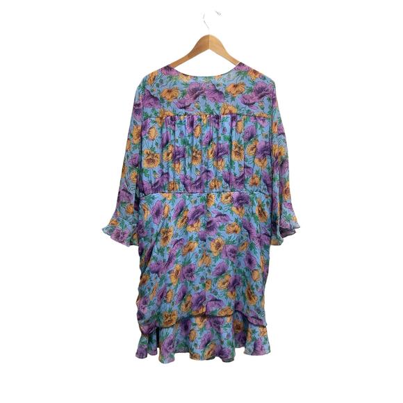 NWT‎ Veronica Beard Sean Silk Mini Dress Lake Blue Multi Ruched Size 20 - Picture 10 of 11